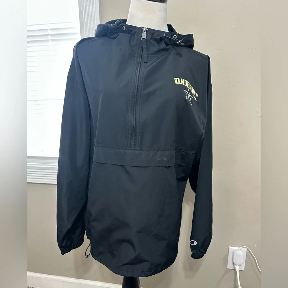 Champion Black Athleticwear Vanderbilt‎ windbreaker with hood size large
